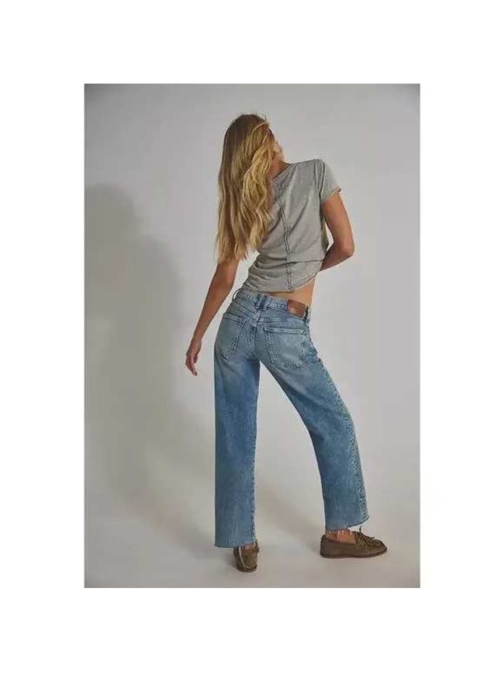 Free People NWT We the Free Risk Taker Faded Raw Hem Seamed Straight Leg Jeans - Picture 2 of 9